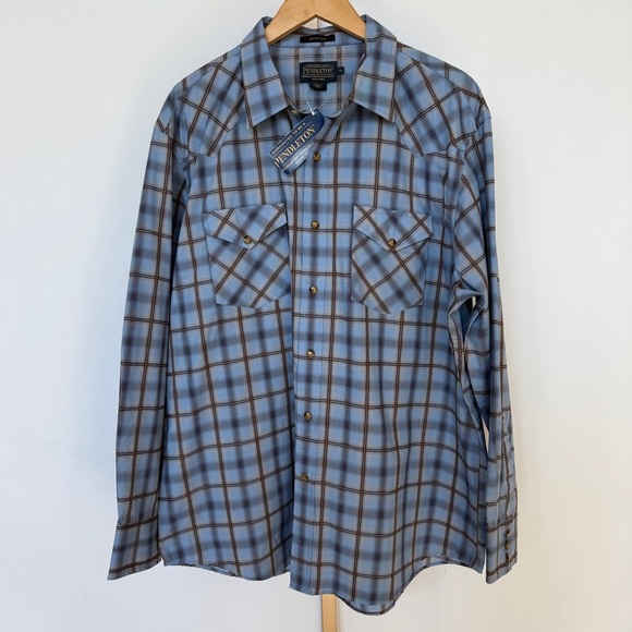 NWT!! Pendleton Men's XL Plaid Western Snap Shirt Long Sleeve Multicolor Casual - Picture 1 of 11
